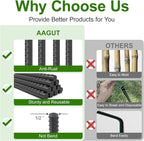 AAGUT 40" Rebar Stakes 1/2" 10 Pcs, Straight Ground Stakes Heavy Duty Landscpe Timber Spikes with Chisel Point End for Cement, Concrete Form, Plant Support, Black