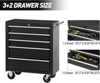 5-Drawer Rolling Tool Chest w/Drawers & Lock, Tool Storage Cabinet with Lockable Wheels, Top Cushion & Drawer Liners, Tool Organizer Box for Garage, Warehouse & Repair Sho