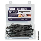 Lag Screws 6 Inch, 50PCS Heavy Duty Construction Screw, Structural Wood Screw #14 x 6, Rust Resistant, Washer Head, Black Coated Exterior Wood/Lag Screws Hex Socket Included