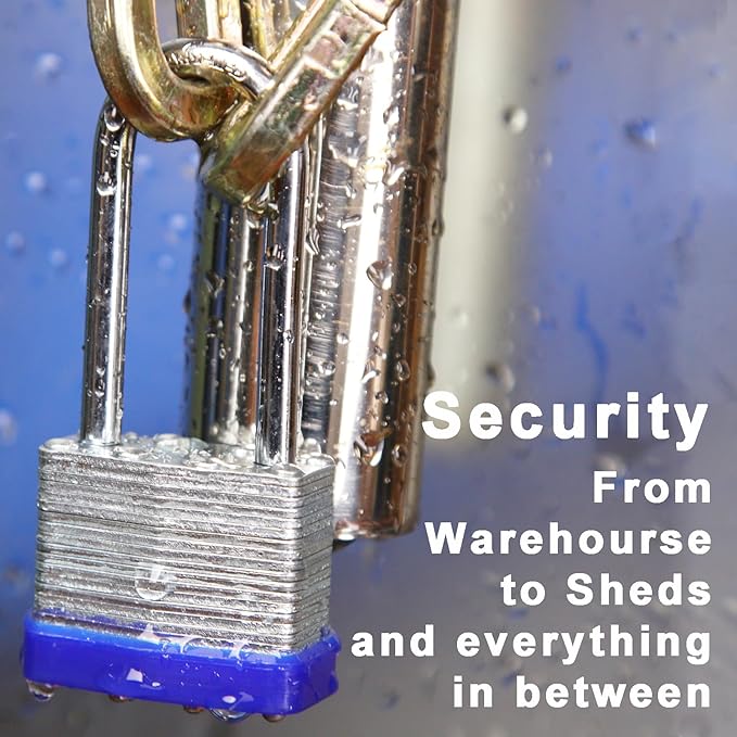 SEPOX® 2PCS Heavy Duty Padlock Keyed Alike, 40MM 1-9/16" Laminated Steel Lock Body, 2-3/8" Extra Long Shackle, Ideal for Gym Locker, Sheds, Gate, Warehouse, Tool Box, Hasp (4 Keys Same)