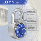 Combination Lock, LQYN Standard Dial Combination Lock, Pack of 48; Blue Turnplate, 2 in. Wide, Fixed Three Digital Combination, for School, Gym & Locker, Toolbox, Gate