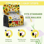 Summer Sunflowers Welcome Mailbox Covers Magnetic Large Size Yellow Flower Mailbox Post Cover Summer Floral Mailbox Wraps Oversized Mailbox Outdoor Decor for Garden Yard 21x25.5 Inch