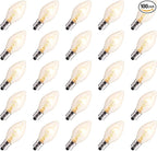 100 Pack C7 Christmas Replacement Light Bulbs, C7 Clear Incandescent Bulb for Christmas String Light, E12 Candelabra Base, 5 Watt, Clear