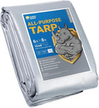 GUARD SHIELD Heavy Duty Tarp 6x8 Feet Silver Multi Purpose Thick Waterproof Poly Tarp Cover 10mil