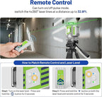 HueparPro Laser Level 360 Self Leveling, 4x360°Green Cross Line Laser Tool with Remote Control & 8000mAh Rechargeable Li-ion Battery, High Accuracy 4D Laser for Construction, Magnetic Bracket -ZK04CG