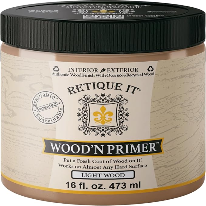 Retique It Wood'n Primer - Paint it then stain it - Stainable Wood Fiber Paint (Light Wood, Medium)