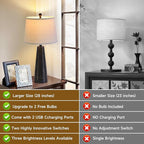 Terpsichore Nightstand Lamp Bedside Lamps Set of 2 Desk Lamp Vintage Rustic Farmhouse Table Lamp 3 Way Dimmable Light,Bulb*2,USB A+C Port (Black with Gold, High 27 Inch)