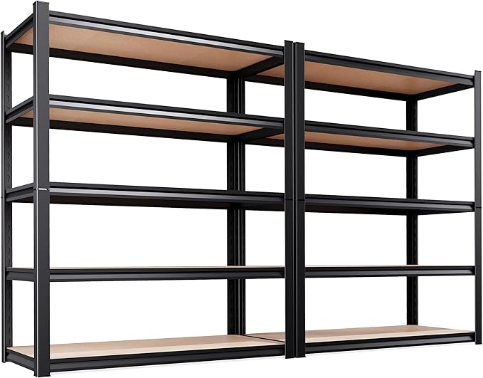 Garage Shelving-2050 lbs 5 Tier Storage Shelves,Adjustable Heavy Duty Metal Shelving Unit and Storage Large Rack,Utility Steel Shelf for Warehouse Industrial Pantry Basement 78"x46"x20"-2 Pack
