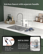 APPASO 2 Hole Kitchen Faucet, Kitchen Faucet with Separate Handle, SUS304 Stainless Steel Two Holes Faucet for Kitchen Sink, Brushed Nickel