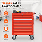 7-Drawer Rolling Tool Chest, Tool Box with 4 Wheels and Drawers, High Capacity Detachable Mobile Tool Storage Cabinet for Garage, Workshop, Mechanics and Repair Room (Red)