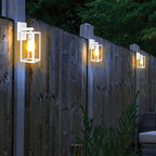 GRUENLICH Waterproof Large Outdoor Wall Lanterns, Modern White Porch Sconces with Clear Glass Shade, E26 Socket Max 60W, IP65 Rated, Metal Frame, for Patio, Front Door, Entryway, 2-Pack