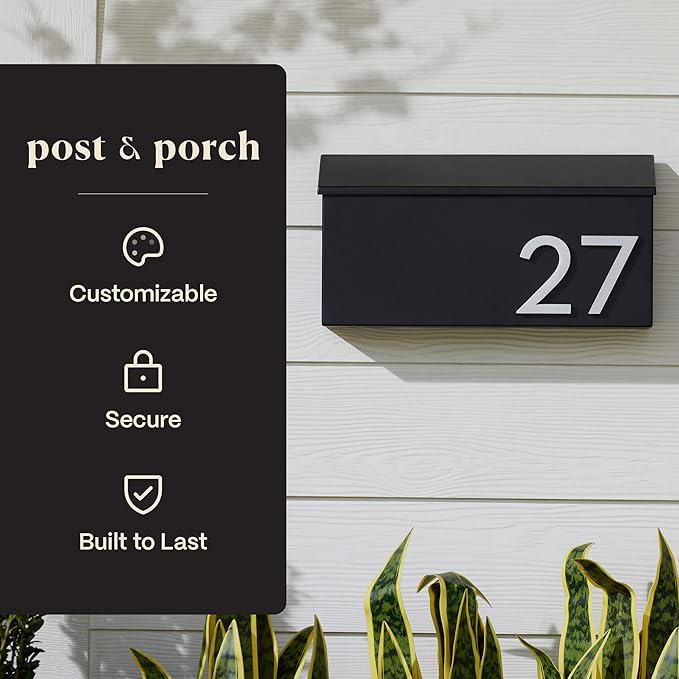 post & porch The OG Mailbox | Wall Mounted Mailbox | Black/Brown/White/Grey, 1 Size, Weatherproof Mail Box for Outside | Customizable (Gray)