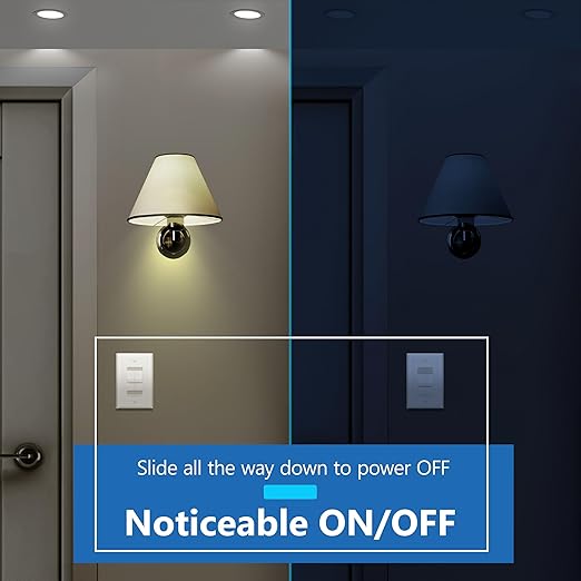 LIDER Combination Dual Dimmer Light Switch Control, 2 Sliding Light Controls, Single Pole, 400W CFL/LED, 600W Incandescent/Halogen Dual Loads Total, UL Listed, Wall Plate Included, White