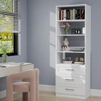 Closet System with Drawers, Wood Closet Organizer System with Adjustable Shelves and Extra Hanging Rod, 81"Tall Closet System for Small Closets, Modular Walk-in Closet System, White (2FT)