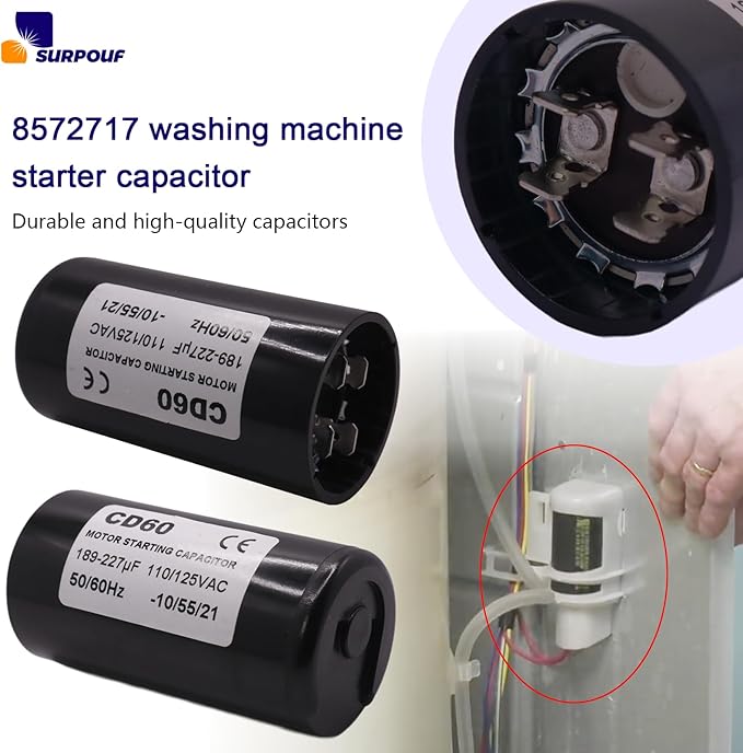 8572717 Washer Start Capacitor Fits For Whirlpool W10244889 2859 357021 3949169 482156 661606