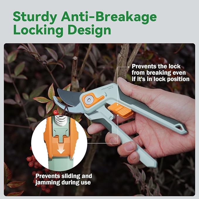 PrunePro 8" Professional Pruning Shears for Gardening Bypass Hand Pruner Stainless Steel Sharp Garden Scissors Plant Flower Rose Garden Clipper - 3 Pack