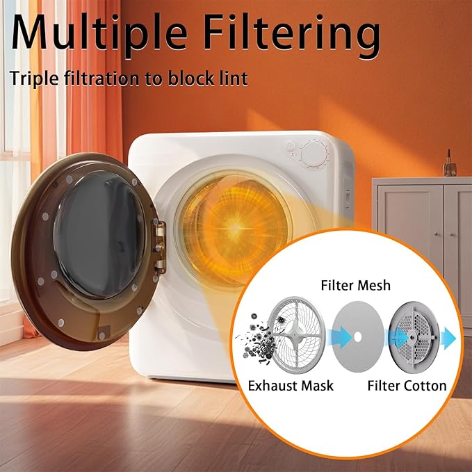 1.5 Cu.Ft Portable Clothes Dryer, 800W Fast Drying Front Load Laundry Dryer with 5 Mode, Mini Electric Clothing Dryer with Stainless Steel Tub, Compact Machine for Apartment, Home, Dorm