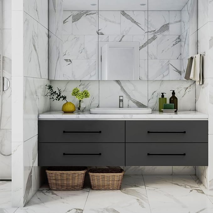 FILTA 12.6 Inch(320mm) Hole Centers Matte Black Cabinet Pulls(Set of 6),Black Handles for Cabinets Zinc Alloy Kitchen Cabinet Pulls Cabinet Hardware for Cabinets Cupboard Drawer