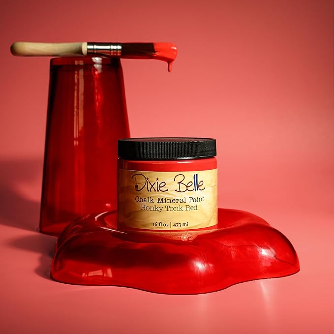 Dixie Belle Paint Company Chalk Finish Furniture Paint - Honky Tonk Red (1 Gallon - 128oz) - Matte True Red Chic Chalk Mineral DIY Furniture Paint