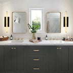 Alabaster Wall Sconces, 25in Black Alabaster Sconce, Modern Spanish Natural Marble Sconces Lights, Rectangle Sconces for Bathroom Vanity Bedroom Living Room Staircases Hallway