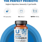 UMZU Floracil50 Prebiotics and Probiotics Supplement for Gut Health | 50 Billion CFU with 8 Strains of Bacteria to Support Digestion, Immunity & Energy (30 Day Supply | 30 Capsules)