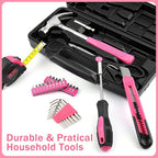 SenHodyu Pink Tool Set for Women-40 Piece General Household Hand Tool Box with Plastic Toolbox Storage Case Tool Kit (Pink)
