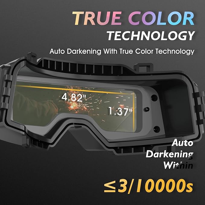 TOOLIOM Welding Goggles Auto Darkening True Color & Detachable Eye Protection Safety Goggles Face Shield Helmet Welding Glasses Welder Mask for Grind Cut TIG MIG Stick