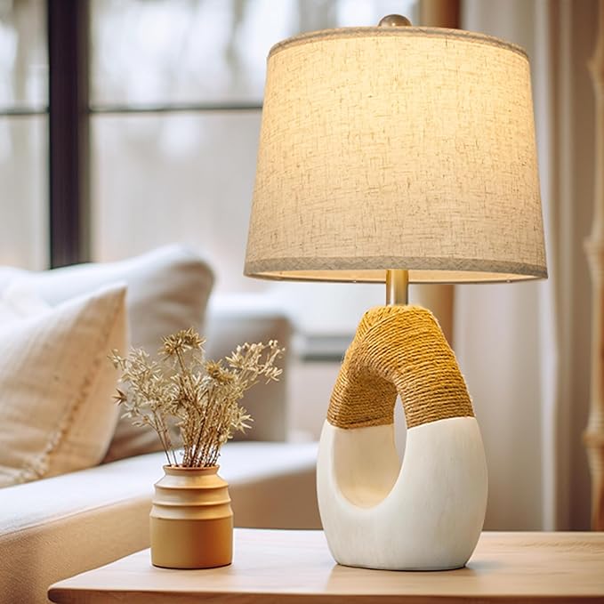 Lamp Shades Set of 2 - Drum Lampshades 11.4" x 12.9" x 9.8" Inches, Fabric Medium Replacement Lampshades for Table Lamp, Floor Lamp, Assembly Required, Spider,Linen