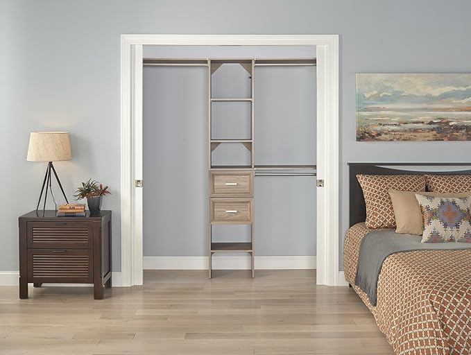 ClosetMaid SuiteSymphony Closet Organizer with Shelves and 2 Drawers, 16-Inch-Natural Gray