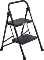 2-Step Ladders Folding Step Stool with Anti Slip Pedal and Handgrip Portable Sturdy Ladder for Home & Office 330 Lbs Black