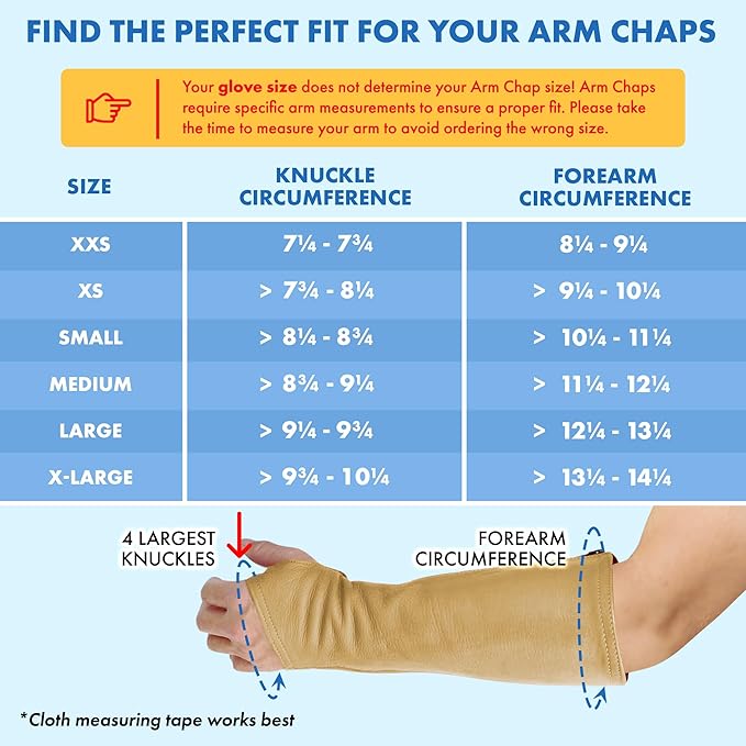 Arm Chaps Leather Protective Sleeves Arm Guard - Prevent Cuts, Scratches & Bruises - Genuine Cowhide - Ideal for Gardening & Construction - Left & Right Form-Fitting. Tan (1 Pair/XX-Small).