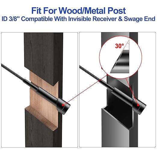 CKE 30 Pack 3/8" Black Angle Beveled Washers for Cable Railing, 30 Degree Beveled Washers for 1/8" 5/32" 3/16" Stair Deck Cable Railing Kit, T316 Stainless Steel Black Cable Railing Angle Washer,BCR17