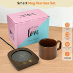VOBAGA Coffee Warmer & Mug Warmer for Home Office Home Desk Use, Electric Cup Beverage Warmer with 3 Temperature Settings For Tea, Water, Cocoa with Auto Shut Off after 4 Hours (Wood Grain Warmer Set)