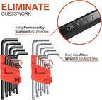 Meiwaltee Allen Wrench Set, 26PCS Metric (1.27-10mm) & SAE (0.05"-3/8") Allen Key Set, L-Hex Key Set With Long Arm Ball End,Visible Size-Marked For Bicycle - Appliance Repair, Furniture Assembly