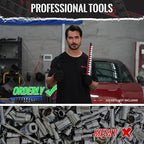 Magnetic Socket Organizer, 6-Piece Heavty Duty Aluminum Socket Holder, Socket Rail for Tool Box, Premium Quality 360° Swivel Socket Rack with 80 Clips for 1/2, 3/8, 1/4-Inch(Red&Green)