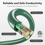 BN-LINK 25 ft Outdoor Extension Cord w/3 Inline Outlets 16/3 Gauge, SJTW Green for Landscaping & Holiday Decorations, Grounded, ETL Listed
