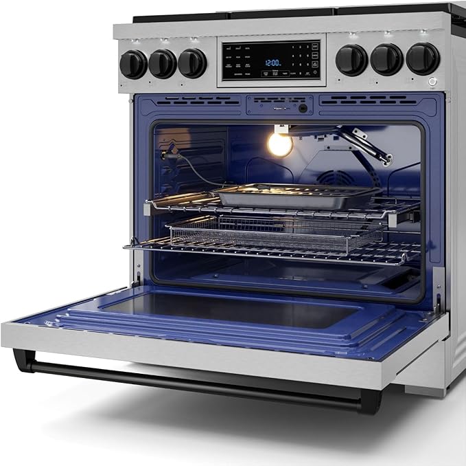 Gordon Ramsay by THOR Kitchen 36 Inch Professional Liquid Propane Range with Tilt Panel Touch Control in Stainless Steel/Black