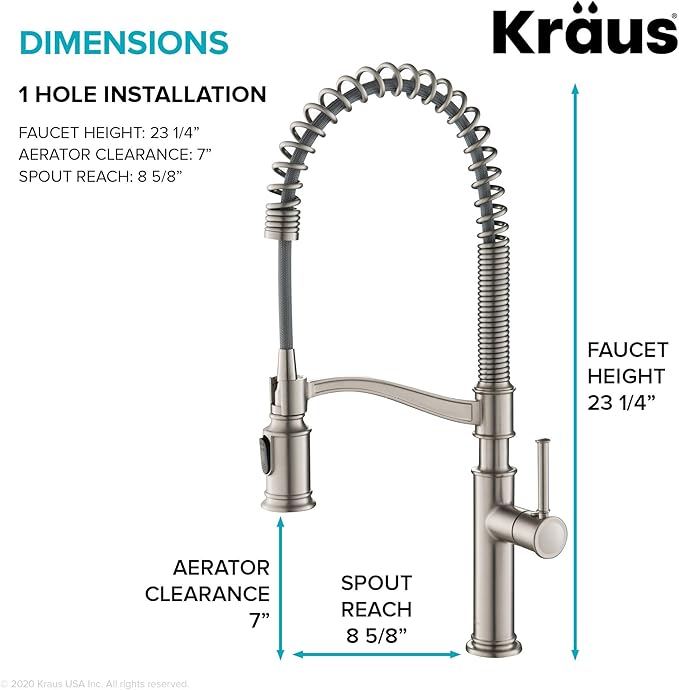KRAUS Sellette Commercial Style Pull-Down Kitchen Faucet and Deck Plate in Spot Free Stainless Steel, KPF-1683SFS