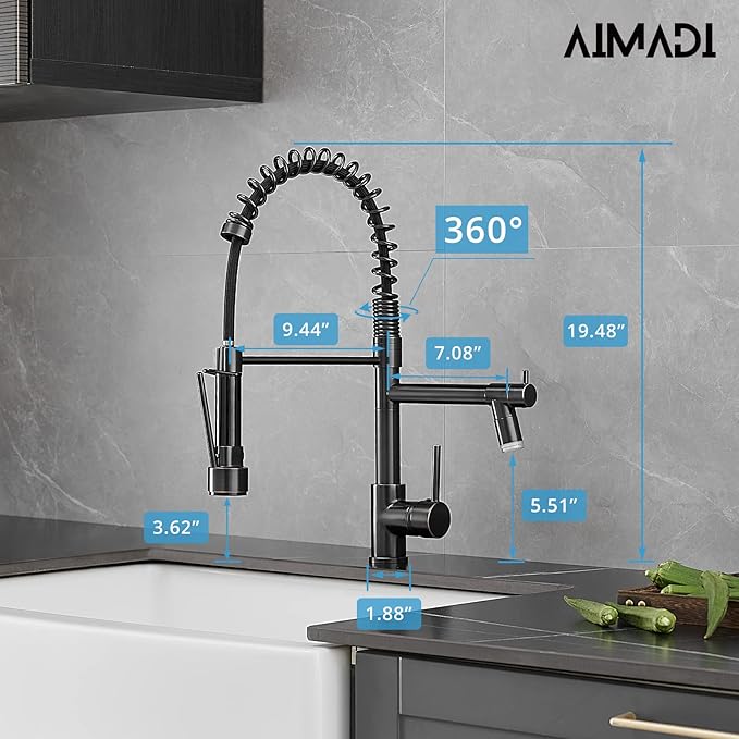 AIMADI Oil Rubbed Bronze Kitchen Faucet with Pull Down Sprayer,Commercial Single Handle Single Hole Stainless Steel Kitchen Sink Faucet for Farmhouse Camper Laundry Rv Bar