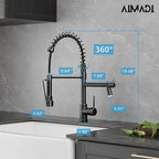 AIMADI Oil Rubbed Bronze Kitchen Faucet with Pull Down Sprayer,Commercial Single Handle Single Hole Stainless Steel Kitchen Sink Faucet for Farmhouse Camper Laundry Rv Bar