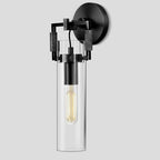 15'' Knurled Copper Wall Sconce,Modern Black Glass Bathroom Wall Sconces, 1-Lights Bathroom Vanity Lights for Living Room, Bedrooms, Fireplace, Staircases, Include Bulb