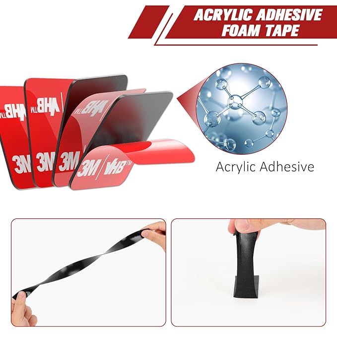 3M VHB Round Double Sided Adhesive 1" Diameter 40 PCS, Heavy Duty Double Sided Adhesive Dots, 5925 Sticky Mounting Foam Tape Strong Adhesive for Car Décor Home Office Logos, 0.025in Thick, Black