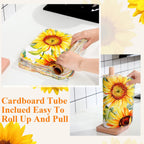 Redbaker 50 Pcs Reusable Paper Towels Paperless Reusable Cotton Cloths Toilet Absorbent Washable Paper Towels with Roll Kitchen Dishcloth for Kitchen Paperless Dishcloths(Sunflower)