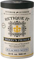Retique It Wood'n Primer - Paint it then stain it - Stainable Wood Fiber Paint (Bleached Wood, Large)