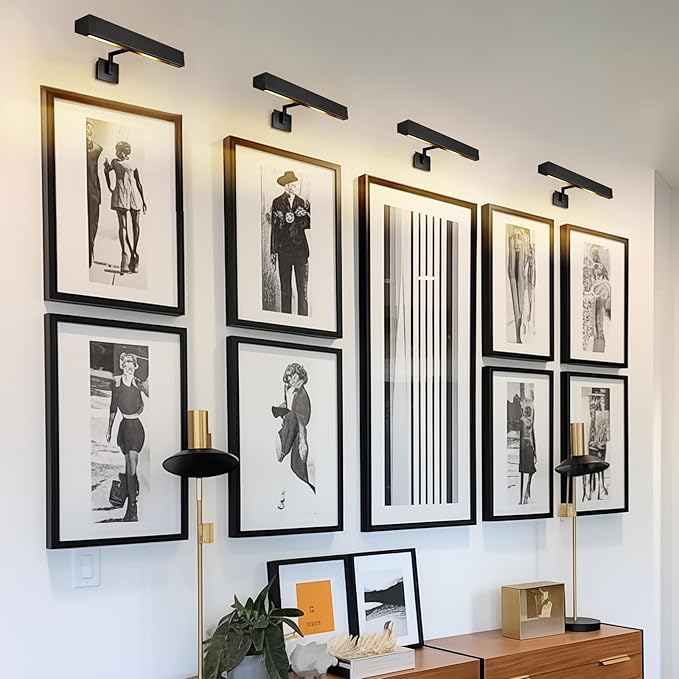 Picture Light, 18" Black Picture Lights for Wall, Bronze Art Lights Hardwired, Dimmable Gallery Light, 3000K Vanity Lights, Picture Frame Light for Bathroom Wall Sconces Artwork Poster Display