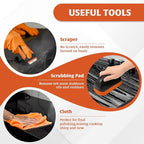 Glass Stove Top Cleaner Kit 12 oz, Cooktop Cleaner and Polish Non-Abrasive No Scratch Removes Tough Stains, with Scrubbing Pad, Handle, Scraper, Cloth