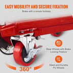 VEVOR Hydraulic Lift Table Cart, 500lbs Capacity 28.5" Lifting Height, Manual Single Scissor Lift Table with 4 Wheels and Non-Slip Pad, Hydraulic Scissor Cart for Material Handling, Red