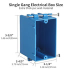 5-Pack Single Gang Electrical Box, New Work Box 1 Gang with Nail, 18 cu. in, Blue Switch & Outlet Wall PVC Electrical Junction Box for Residential Commercial Buildings Job Applications