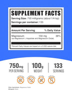 BulkSupplements.com Magnesium L-Aspartate Powder - High Absorption Magnesium, Magnesium Aspartate Powder - Gluten Free, 750mg (150mg of Magnesium) per Serving, 100g (3.5 oz) (Pack of 1)