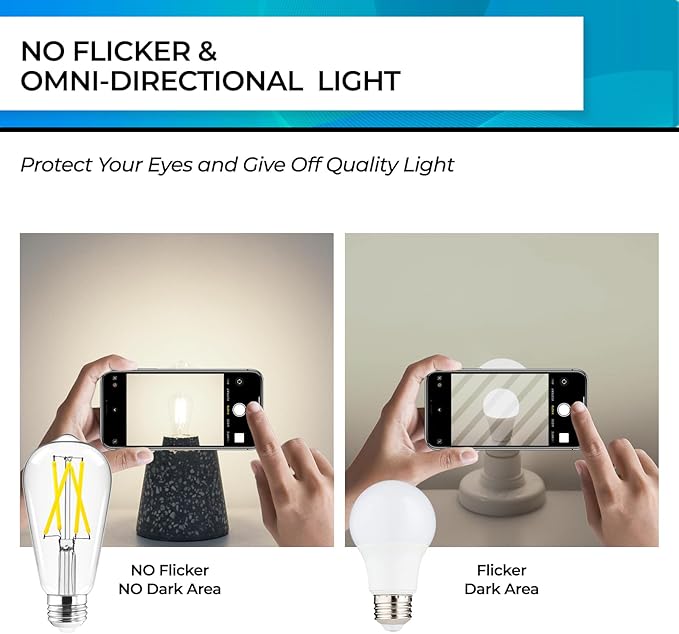 Hizashi Vintage LED Edison Bulb Dimmable, 6W Equivalent 60W, 4000k Neutral White, 700LM, E26 Base Light Bulbs, High CRI 95+ Eye Protection, Clear Glass, Pack of 24